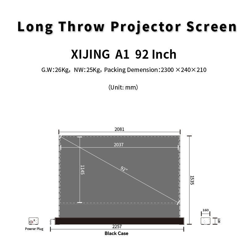 XIJING S ALR 92inch Floor Rising Projector Screen.