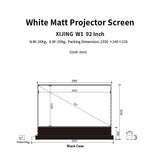 XIJING W1 92inch Electric Tension Floor Rising Screen With black border, With White Cinema Material,Intelligent Remote Control Floor Stand Rising Electric Motorized Floor Rising Projector