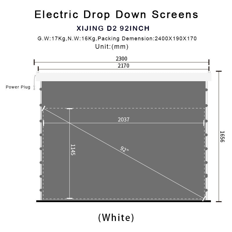 XIJING D2 High Gain 92 inch Electric Drop Down Screens