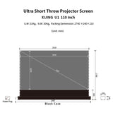 XIJING U1 Electric Floor Rising Screen  With Ambient Light Rejecting.For UST Laser Projector And Settle On Table/Floor