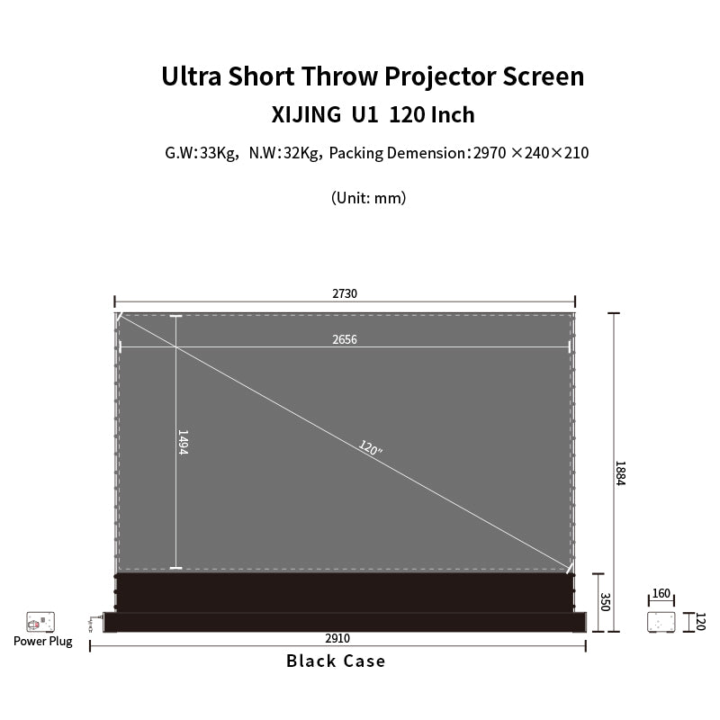 XIJING S PRO 120inch Projector Screen,Ust Projector Screen,Short Throw Projector Screen,Motorised Projection Screen