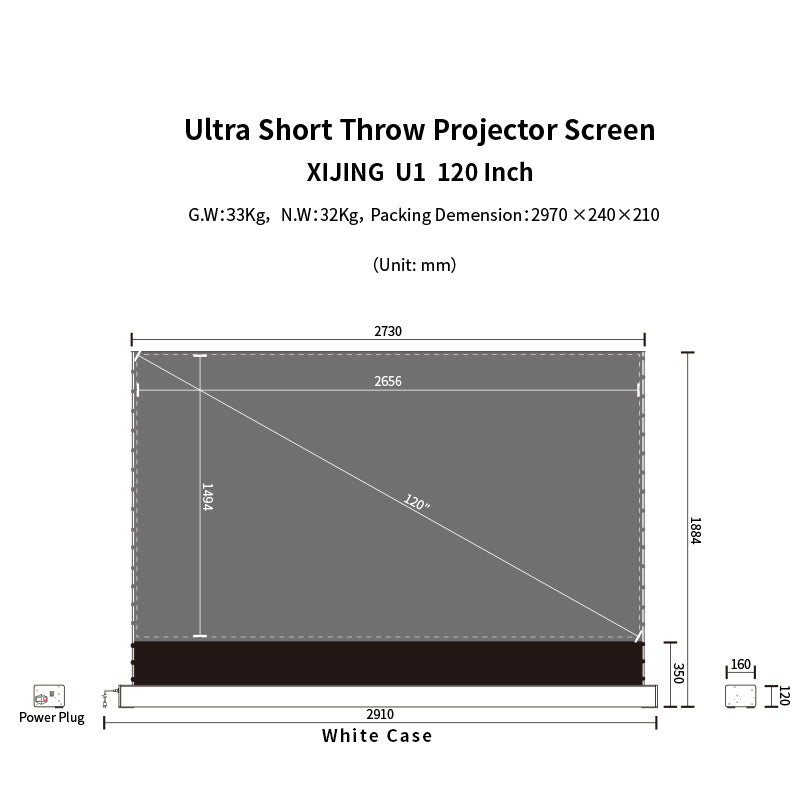 XIJING S PRO 120inch Projector Screen,Ust Projector Screen,Short Throw Projector Screen,Motorised Projection Screen