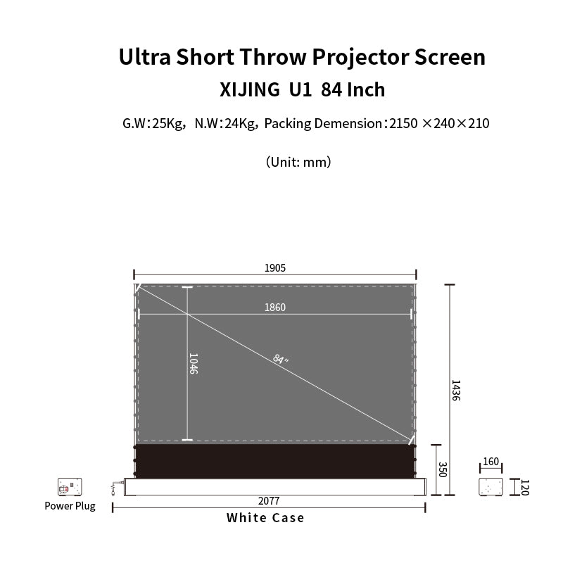 XIJING S PRO 84inch Projector Screen,Ust Projector Screen,Short Throw Projector Screen,Motorised Projection Screen